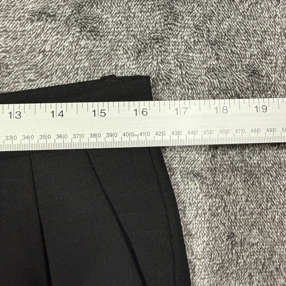 DKNY Pants Womens 12 Black 100% Wool Pleated High Rise Straight‎ Leg